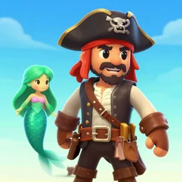 pirate and mermaid on sea of thieves game avatar hero