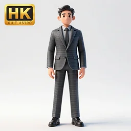 full body 3d render of a fashionable man wearing a suit which has 3D modeling wireframe pattern, Chibi, studio lighting, white background, blender, trending on artstation, 8k, highly detailed