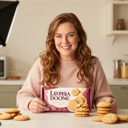 doona bae in a commercial film for lorna doone cookies, promotional image, high quality, studio lighting,