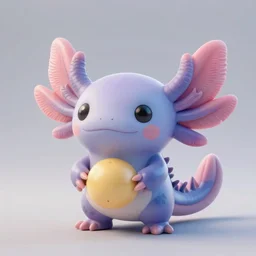 cute axolotl 3 d digital art, cgi