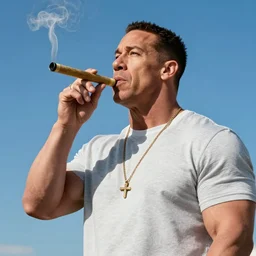 John Cena smoking a fat blunt looking at the sky, highly detailed digital art -5