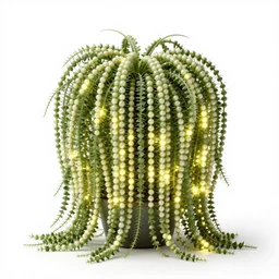 mythical glowing string of pearls plant, high detail photograph, full body, isolated on a pure white background, centered, entire subject in frame, sharp focus, soft studio lighting