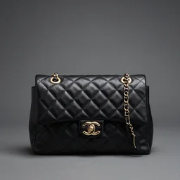chanel handbag in 2 0 5 4, product photo, professional lights, solid color background
