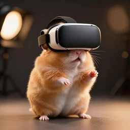 model hamster wearing a vr headset dramatic lighting studio lighting