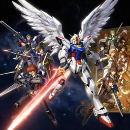 gundam with wings of feathers beam saber fighting in space with a beam gun, unreal engine, greg rutkowski, loish, rhads, beeple, makoto shinkai and lois van baarle, ilya kuvshinov, rossdraws, tom bagshaw, alphonse mucha, global illumination, detailed and intricate environment