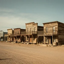 An old western town in the desert, cinematic