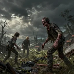 zombie apocalypse by jessica rossier, greg rutkowski, detailed, realistic, artstation. behance