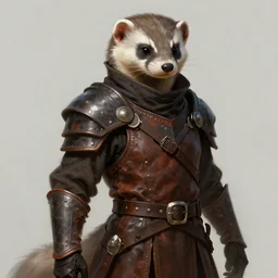 a detailed portrait of a weasel assassin dressed with a leather armor, by justin gerard and greg rutkowski, digital art, realistic painting, dnd, character design, trending on artstation