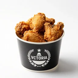 victorian fried chicken bucket, professional product shot, isolated on a pure white background, centered, entire object in frame, sharp focus, soft studio lighting