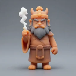 detailed miniature voodoo shaman king smoking made of silicone shaders, isometric, 1 0 0 mm, studio lighting, by pocoyo style, centered, hyperrealistic
