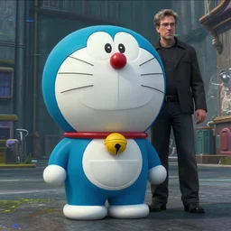 movie frame still from live action adaptation of resident evil 2 starring doraemon, directed by steven spielberg, 8 k, vhs glitch, ultra wide angle, high contrast, zenith view, greg rutkowski, intrincate, highly detailed, ilm, oscar winning photography, grain, dramatic lighting, greg nicotero, horrifying movie, nightmare fuel, horror movie