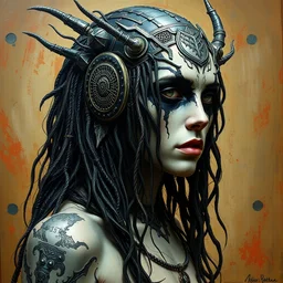 gal gadot as a hans zatzka!, h. r. giger painting