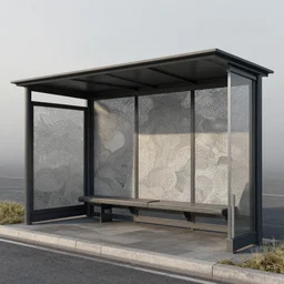 concept art of a bus stop with walls for the far north in style of marc simonetti, intricate, octan render