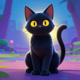 an avatar of a black cat in the style of fortnite extreme backlight