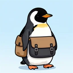 penguin wearing a messenger bag original art