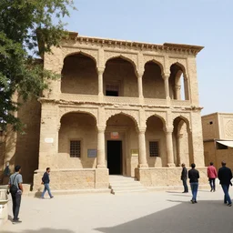 ancient city medical clinic building, street, people around.