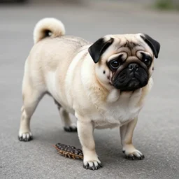 a pug with one hundred legs, pug centipede, photo