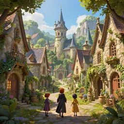little magical town for wizards and people with magic, realistic, 8 k, extremely detailed, cgi, trending on artstation, hyper - realistic render, by greg rutkowski