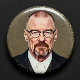 1 9 5 0's political button for walter white, round, retro, worn