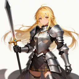 well - endowed lady knight with a huge claymore, cute, blonde, korean digital art, semi - realistic, key visual, digital art, pixiv fanbox
