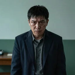 movie still film detective drama thriller man under interrogation in poor interior cold cinematic lighting and colorcorrection, photorealistic, hyperrealistic