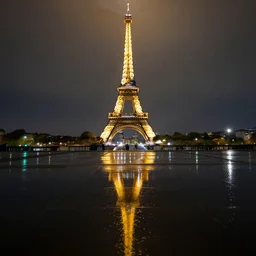 photo rainy night in paris, reflections
