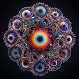 a colorful fractal mandelbulb god with multiple eyes by alex gray, concept art, sharp angles, robot, octane render, 8 k, unreal engine