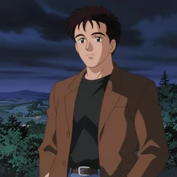 norm macdonald in a scene from an 8 0 s anime, screenshot