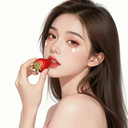 the portrait of an absurdly beautiful, graceful, elegant, sophisticated, fashionable young gravure woman made of strawberries and white petals with tears, an ultrafine hyperdetailed illustration by kim jung gi, irakli nadar, intricate linework, bright colors, octopath traveler, final fantasy, unreal engine 5 highly rendered, global illumination, radiant light, detailed and intricate environment
