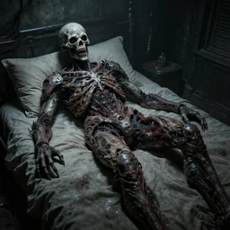 a scary presence is lying on my bed, it occupies the whole room and it is ruthless, it is made of unknown materials, insanely detailed, sci - fi, horror, in the style of james ballard