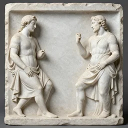 political debate with a stone, renaissance painting, high quality