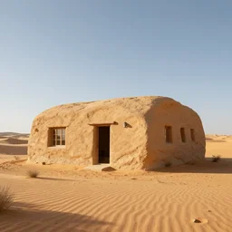 sandstone house in the desert sun, octane render, ambient occlusion