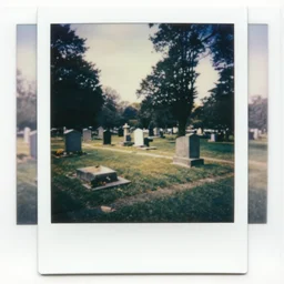 beautiful graveyard, vintage polaroid