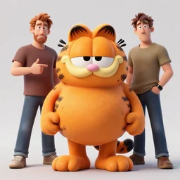 hyperrealistic rendering, cronenberg fat garfield by donato giancola and greg rutkowski and wayne barlow and zdzisław beksinski, eyeballs, product photography, action figure, sofubi, studio lighting, colored gels, colored background