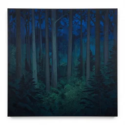 a beautiful matte masterpiece of a landscape and a forest at night by beeple and rhads, trending on artstation, featured on behance, intricate, rectilinear.