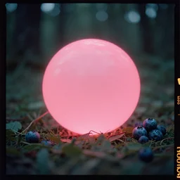 kodak portra 4 0 0, wetplate, glowing pink neon sphere in a forest, muted colours, blueberry, 1 9 3 0 s style, motion blur, portrait photo of a backdrop, explosions, rockets, bombs, sparkling, haze, fog, by georges melies and by britt marling