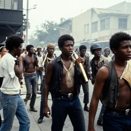 film still, black rioters, in Los Angeles 1992 Riots