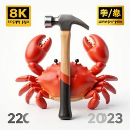 (((((((( product photo of a hammer in the shape & color of a crab: concept : 8K UHD : 2023 promotional poster !!!!!!