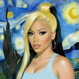 a self potrait of nicki minaj in the style of van gogh