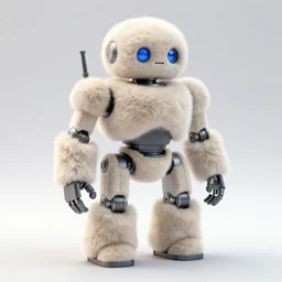 mech robot model, studio lighting, product photo, soft and round, furry, fluffy