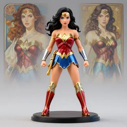 wonder woman, action figurine toy, vaporwave, highly detailed, digital painting, artstation, concept art, smooth, sharp focus, illustration, art by artgerm and greg rutkowski and alphonse mucha