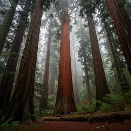 dense redwood forest sequoia concept art misty