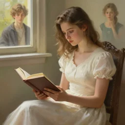 a girl in nice dress reading a book, highly detailed, digital painting, artstation, concept art, art by artgerm and Anna Dittmann and Greg Hildebrandt