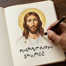 autograph of Jesus of Nazareth written in Amharic