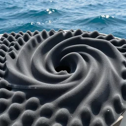 spiral fused foam, water wave ocean, photography, photorealistic,