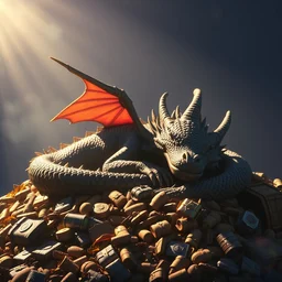a wholesome animation key shot of dragon sleeping on a pile of treasure by studio ghibli, animation, sharp, rendered in unreal engine 5, focused, anime key art by greg rutkowski, donato giancola, bloom, dramatic lighting