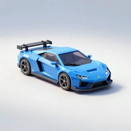 a low poly game object of a blue sport car on the white background, in the center