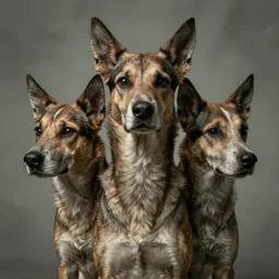 creepy photograph of a dog with three heads, extremely detailed, eerie, haunting, spookish, spooky, uncanny, unearthly, weird, aberrant, abnormal, baffling, bewildering, confounding, mystifying, perplexing, puzzling, photorealistic, lifelike