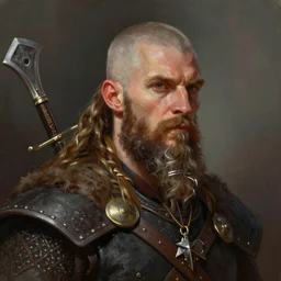An epic digital painting art of a portrait of a Viking in the style of Cushart Krenz, trending on ArtStation