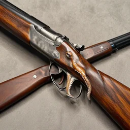 photo a high end gun design vintage hunting wood exotic octopus design